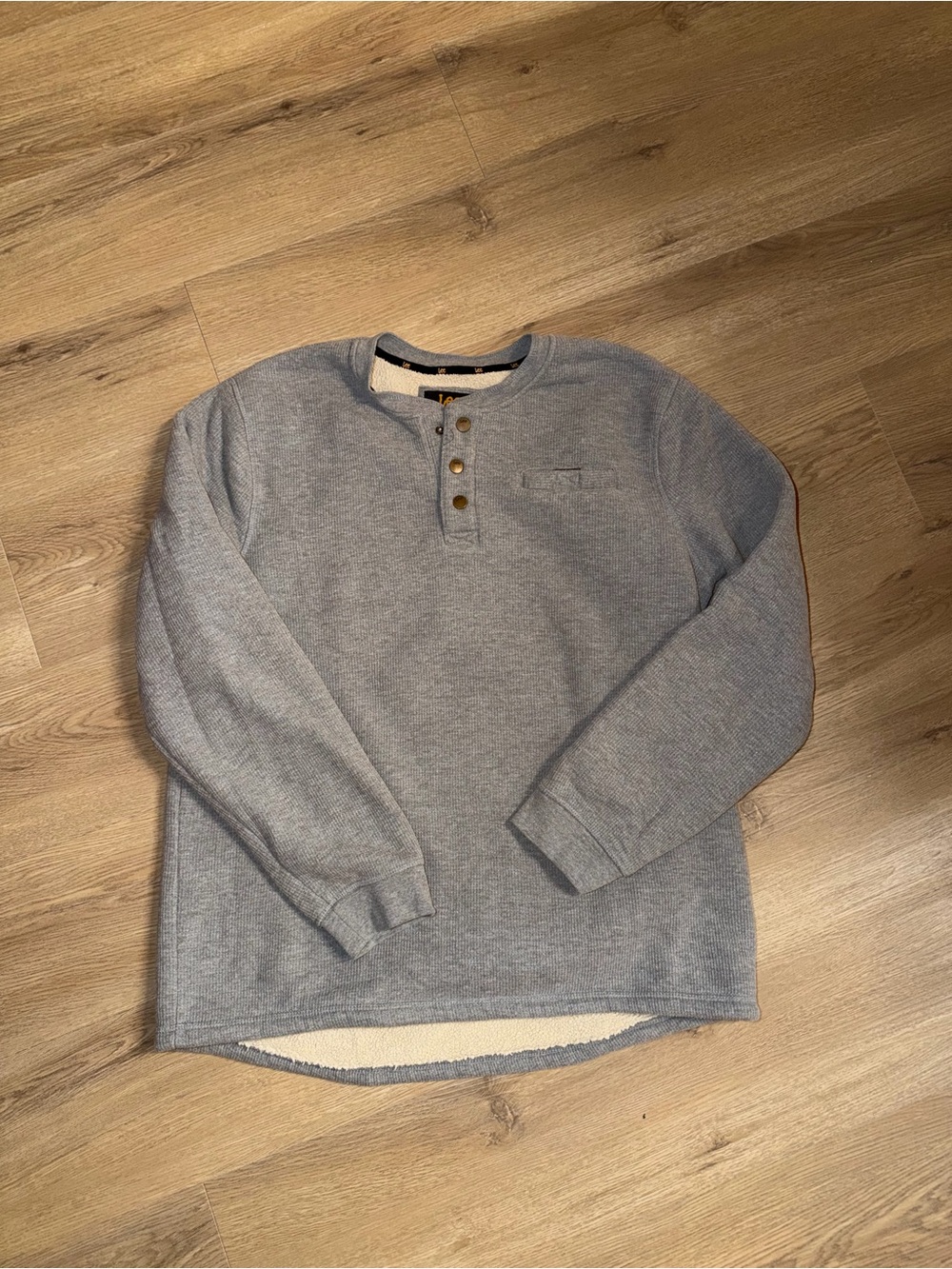 Lee Men's Light Heather Gray Henley Crewneck Sweater